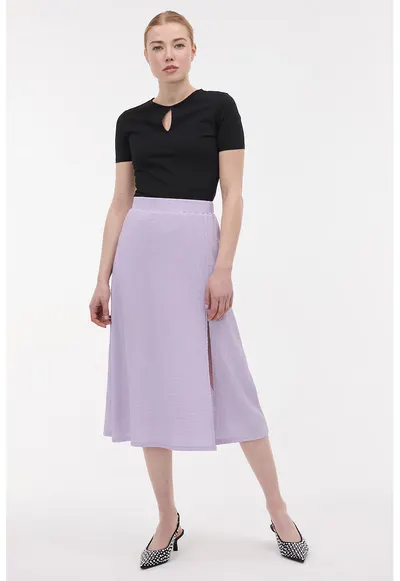 Fusta evazata cu slit lateral - Lila