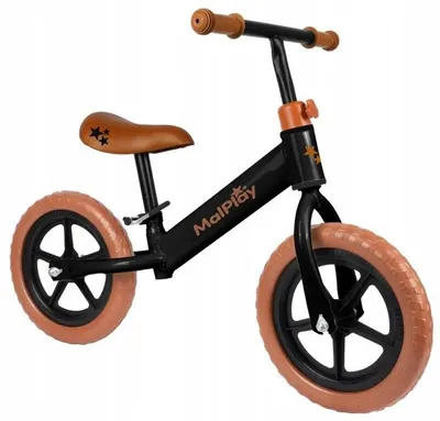 Bicicletă de echilibru MalPlay - Fliko, 12'', negru-maro
