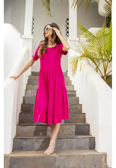 Rochie dama viscoza - A639 - Fuchsia