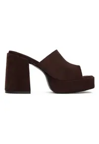 Pantofi dama - toc clasic - material textil - maro