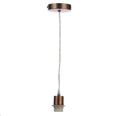 Lampa suspendata 1 Light Aged Copper E27 Suspension With Clear Cable