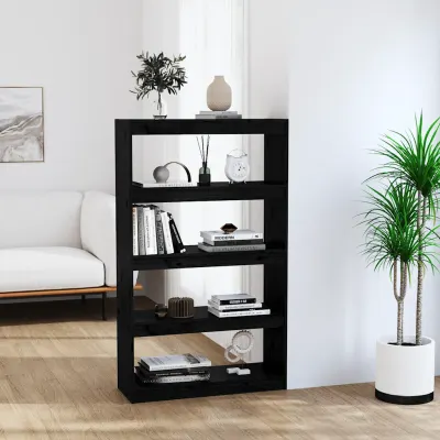 vidaXL Bibliotecă/Separator cameră negru 80x30x135,5 cm lemn masiv pin
