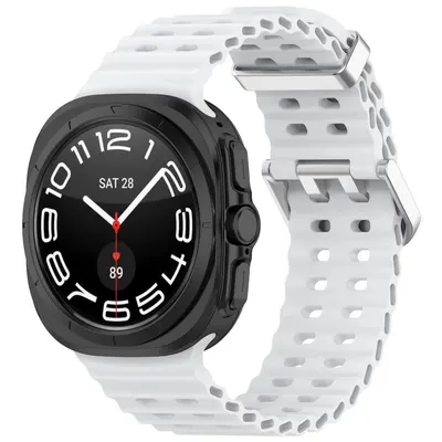 Curea Ocean Wave, Design Sport, Compatibila Samsung Galaxy Watch Ultra 47mm, Silicon, Alb Engros