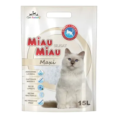 Asternut Pisici MIAU MIAU Silicat Maxi 15L 15l