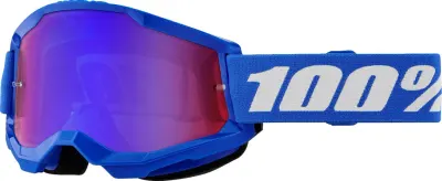 Ochelari cross atv 100% Strata 2, lentila oglinda rosie albastra, culoare rama albastru