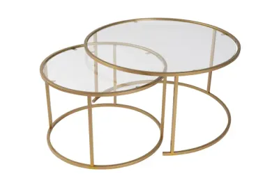 Set 2 masute de cafea GOLD-80-60, auriu, 80x80x43 cm