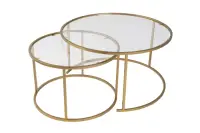 Set 2 masute de cafea GOLD-80-60, auriu, 80x80x43 cm
