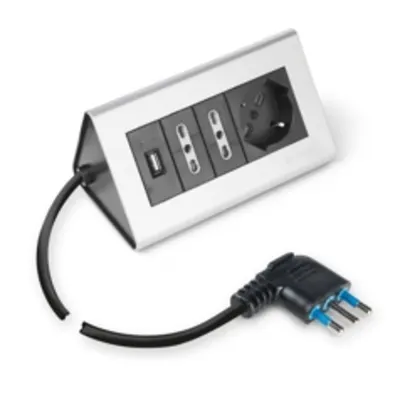 Priza multipla FOR DESKn2P+E-16A-(S17) BLACK 2x2P+E-16A-(P17/11) 1x2P+T-16A-(P40) 1xUSB 5V 2.1A