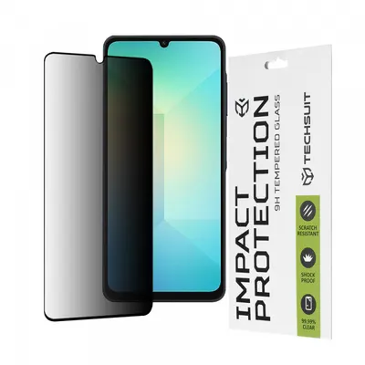 Folie de protectie Ecran Privacy Techsuit pentru Samsung Galaxy A06 A065, Sticla Securizata, Full Glue, 111D