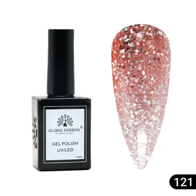 Oja semipermanentă Global Fashion, Gel polish Elite Glow 15 ml, 121 Engros