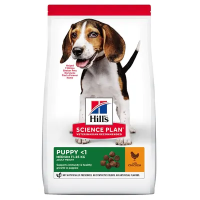 Hills SP CANINE PUPPY MED CHK, hrana uscata pentru caini juniori de talie medie, cu pui, 18 KG BRB