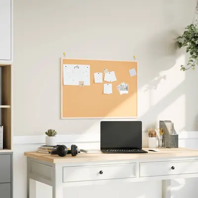 vidaXL Tablă de plută cu ramă din lemn masiv de pin 80x55 cm