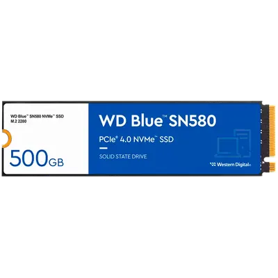 SSD WD Blue SN580 500GB M.2 2280 PCIe Gen4 x4 NVMe TLC, Read/Write: 4000/3600 MBps, IOPS 450K/750K, TBW: 300