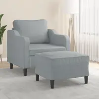 Gossi fotoliu canapea cu taburet, gri deschis, 60 cm, textil