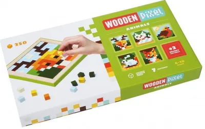 Mozaic din lemn cu pixeli Cubika - Animale, cu 250 piese