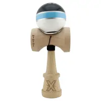 Jucarie de indemanare din lemn, Kendama X, Flippy, Royal Spike, King Size V3, Super Sticky, 18 cm, Bleu