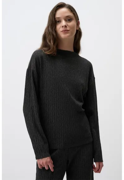 Bluza lejera cu maneci cazute - Gri antracit