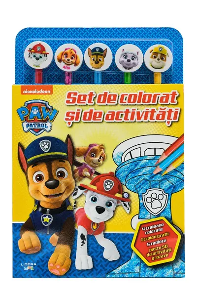 Patrula Catelusilor. Set de colorat si de activitati (contine 5 creioane si 5 radiere)