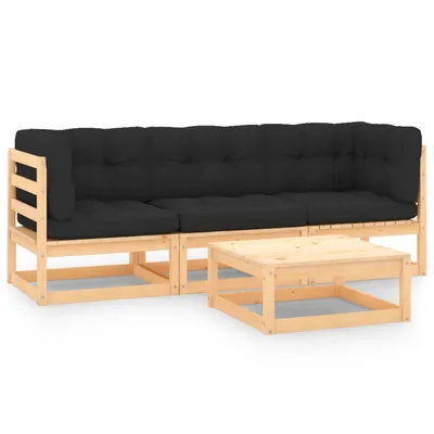 Gossi set mobilier de gradina cu perne, 4 piese, lemn masiv de pin