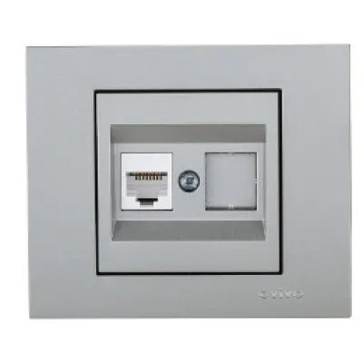 Priza Date (CAT6) ST Grano Met Ovivo OV00135, 16A, 240V, IP20, argintiu