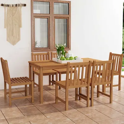 vidaXL Set de mobilier de grădină cu 7 piese, 160x80 cm, lemn masiv de tec