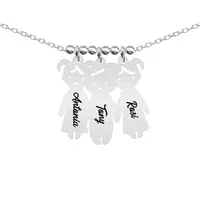 Cherish - Colier personalizat cu siluetele copiilor si nume gravate din argint 925