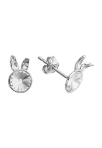 Cercei Argint 925 placat cu rodiu cu cristale Swarovski® Rivoli Bunny 6mm - Alb