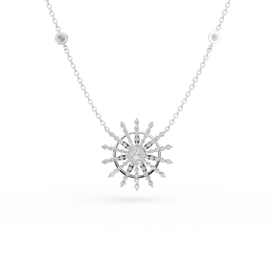 Lant cu pandantiv din aur alb cu diamante de 1.4ct