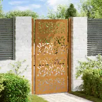 vidaXL Poartă de grădină 100x175 cm, model frunze de oțel rezistente la intemperii
