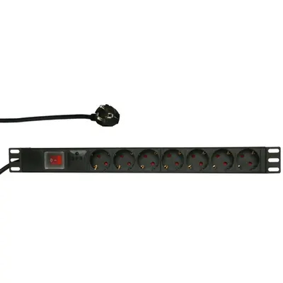 PDU 19, 7xSchuko, Comutator, protectie supratensiune, 1U