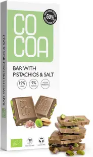 Ciocolată alternativă organică cu fistic și cristale de Himalaya, 40 g, Surovital
