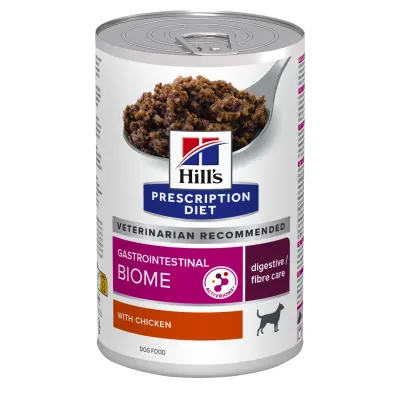 Conserva dietetica pentru caini Hill s PD Gastrointestinal Biome cu pui 370 gr