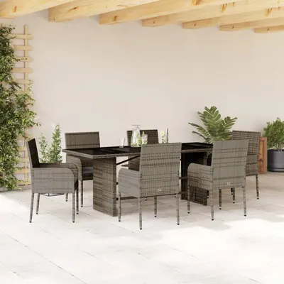 Gossi set mobilier de gradina cu perne, 7 piese, gri, poliratan