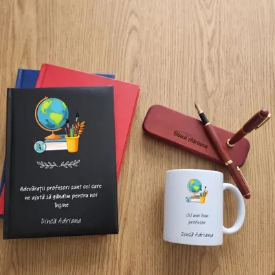 Cadou pentru profesor de geografie- Agenda +Set scris + Cana