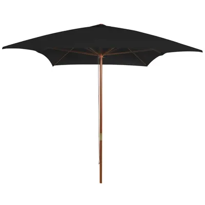 vidaXL Umbrelă de soare cu stâlp din lemn, negru, 200x300 cm