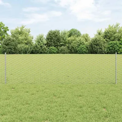 vidaXL Gard hexagonal cu stâlp 50 x 0,6 m Oțel Galvanizat Argintiu