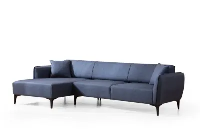 Coltar fix BELISSIMO, colt stanga, albastru, 270x140x67 cm