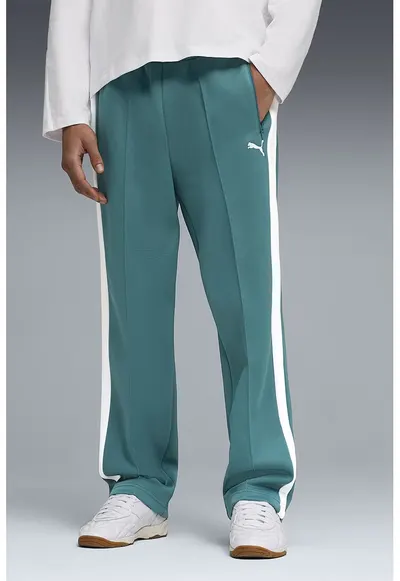 Pantaloni de ttrening relaxed fit cu buzunare cu fermoar T7 Always On - Alb/Verde smarald