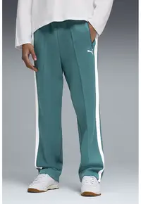 Pantaloni de ttrening relaxed fit cu buzunare cu fermoar T7 Always On - Alb/Verde smarald
