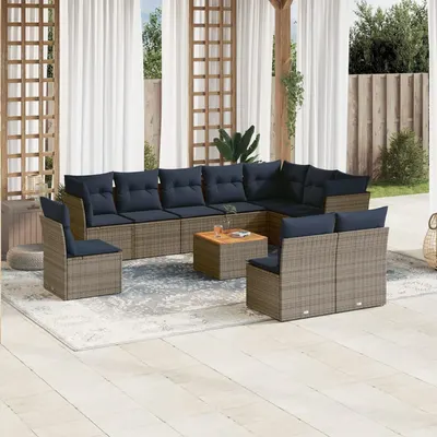 Gossi set canapele de gradina cu perne, 11 piese, gri, poliratan