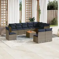 Gossi set canapele de gradina cu perne, 11 piese, gri, poliratan