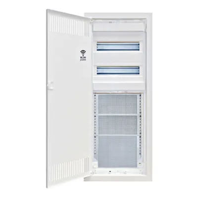 Media combi frame and door, vertical 5-rows, 2 DIN-rails