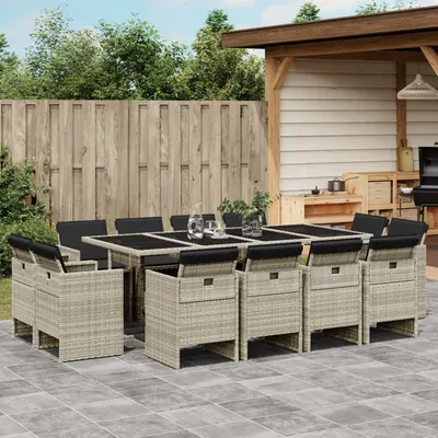 Gossi set mobilier de gradina cu perne 13 piese gri deschis poliratan