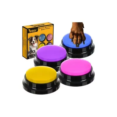 Set 4 butoane pentru dresaj animale de companie, efecte sonore, 8.8 cm x 4 cm, ABS, cauciuc