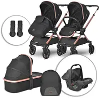 Cărucior pentru bebeluși cu mâner reversibil 3 în 1 Lorelli - Reya, Black Jasper