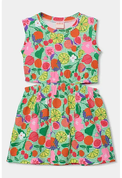 Rochie fara maneci cu imprimeu cu fructe - Multicolor