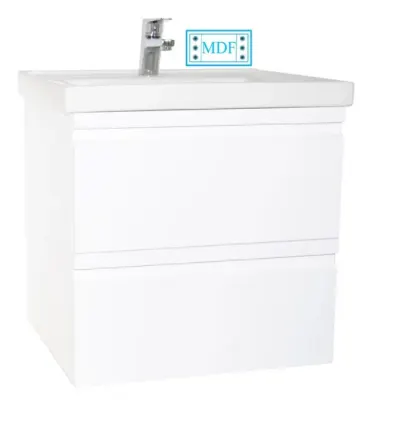Set Baza front MDF si Lavoar seria 786, suspendata cu sertare, 65 cm, alb