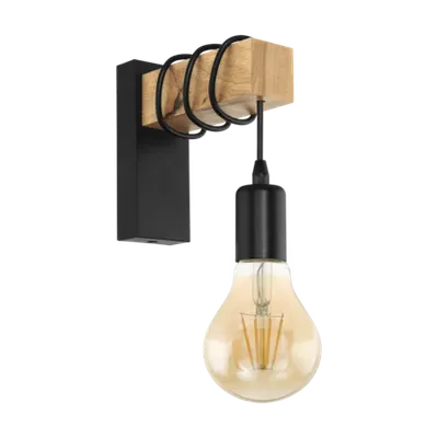 Lampa perete TOWNSHEND negru, brown 220-240V,50/60Hz