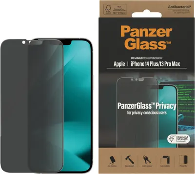 Protector de sticlă PanzerGlass - Privacy UWF, iPhone 14 Plus/13 Pro Max