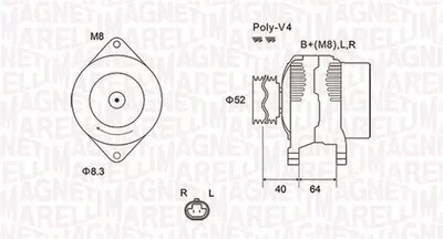 Alternator (14v, 80a) Chevrolet Aveo Kalos; Daewoo Kalos 1.2 Dupa 2003